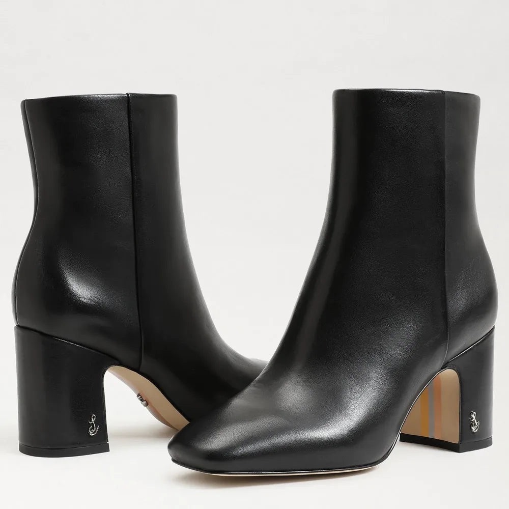 NWT San Edelman Black Leather Fawn Bootie size 5, never worn and in box